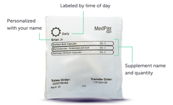 MedPax sample highlighting information on label
