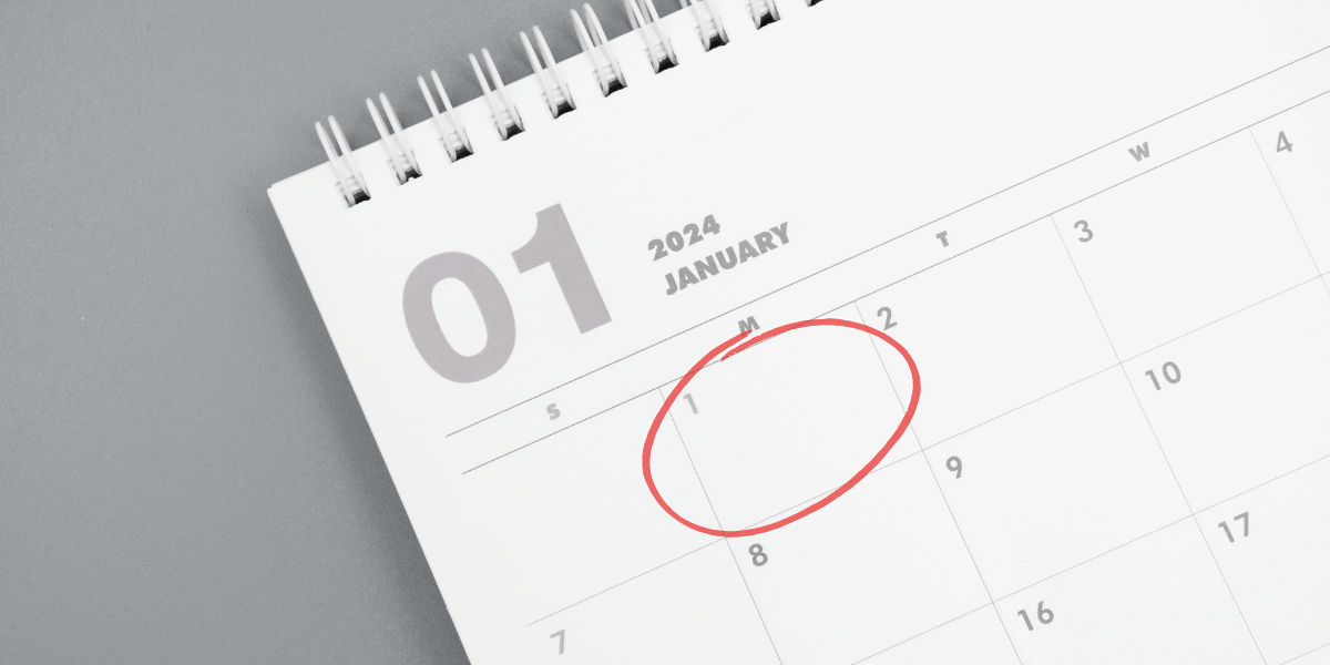 January 1 circled on the calendar