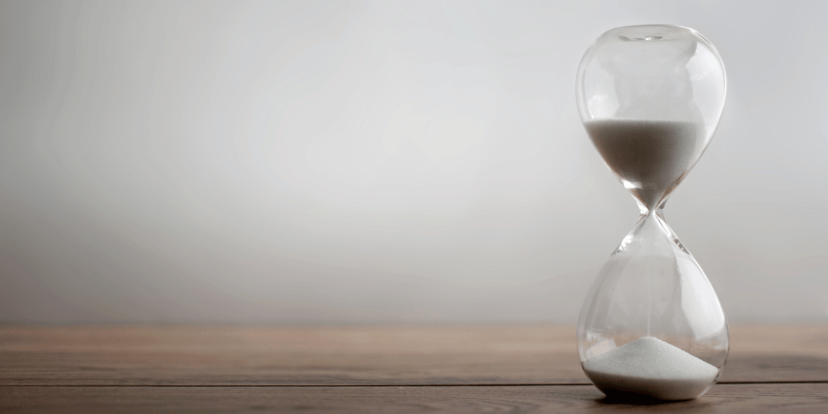 an hourglass on a table